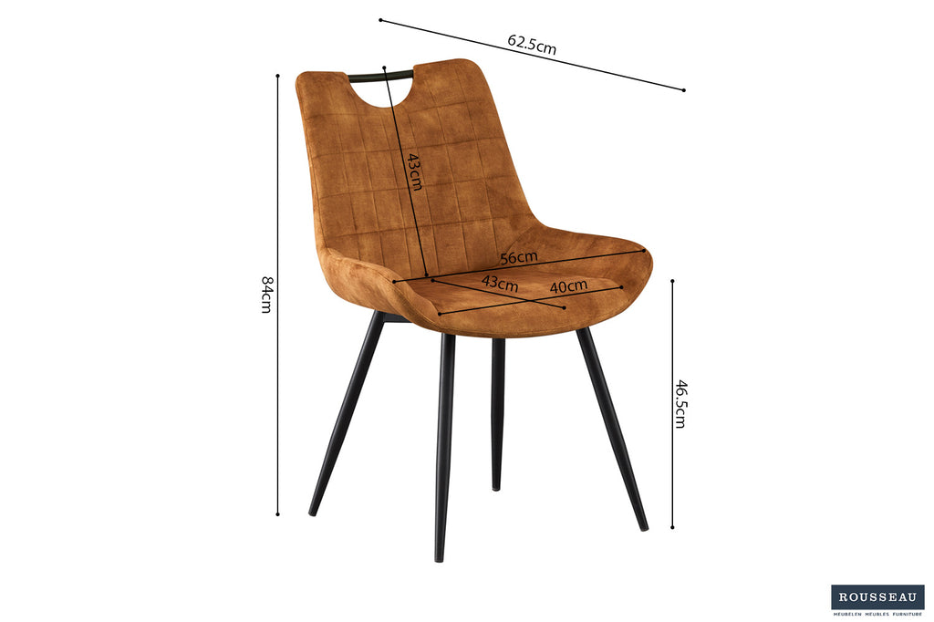 Chaise 'Nina' Velours Or RS