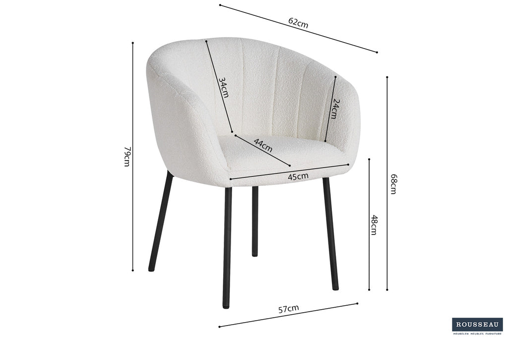 Armstoel 'Sevilla' B-bouclé wit RS