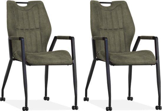 Armstoel Olympic, antraciet - cognac - mosgroen - MX