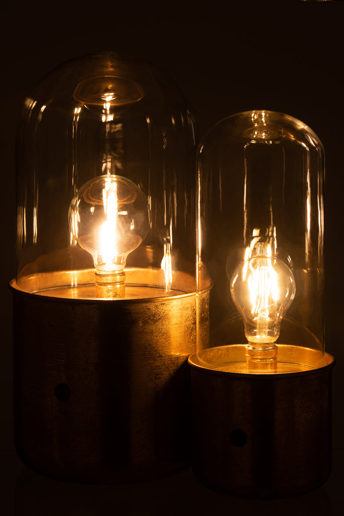 Lampe de table LED antique en verre/zinc doré L - J-LINE