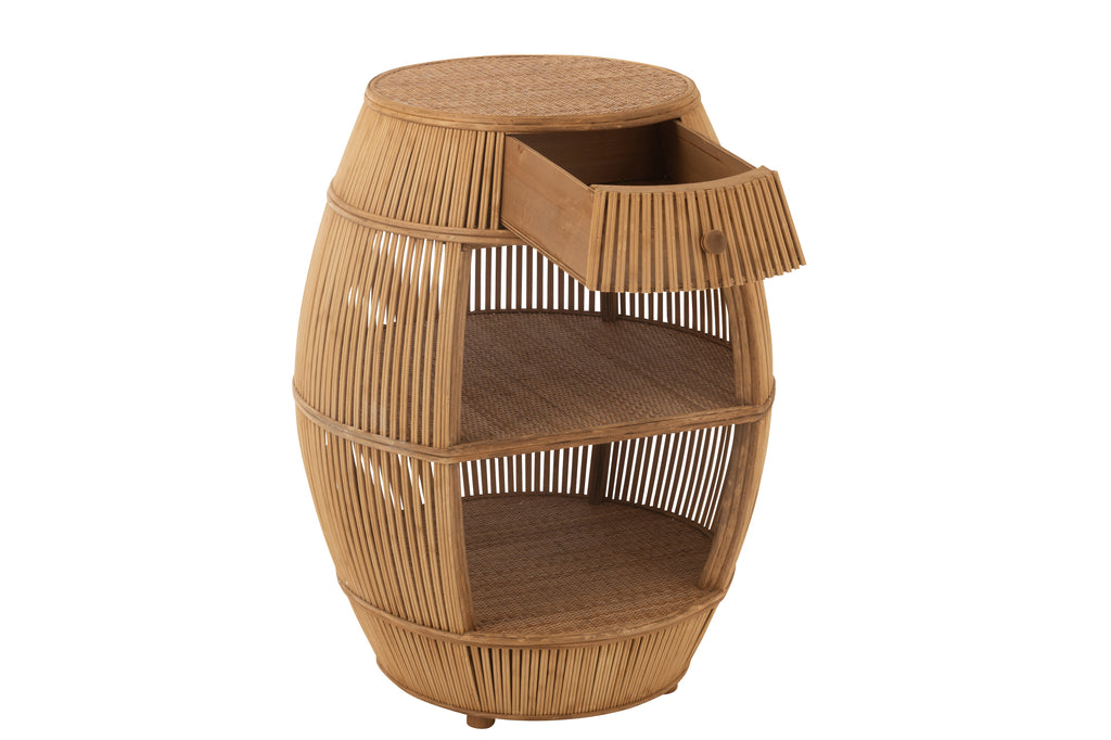 Table Tonneau Rotin/Bambou Naturel - J-LINE