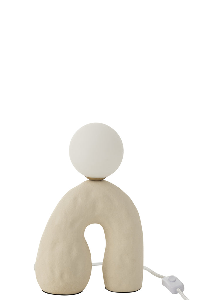 Lampe de table sur pied globe en verre beige J-LINE