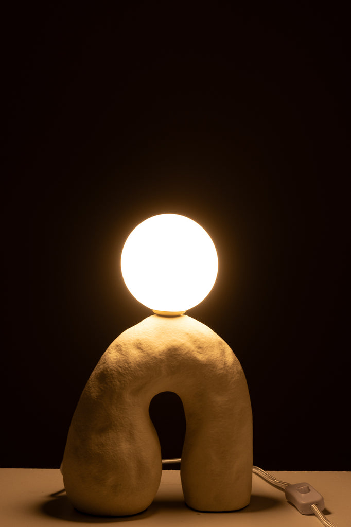 Tafellamp Op Voeten Glasbol Beige J-LINE