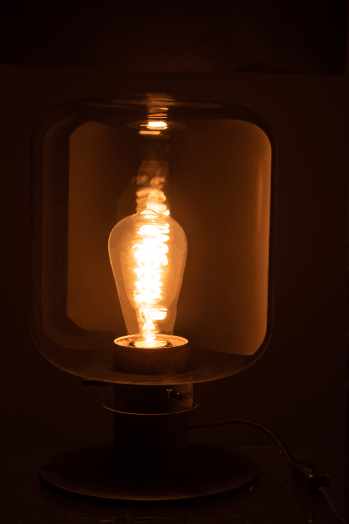 Tafellamp Kiyu Glas/Staal Transparant/Zwart J-LINE