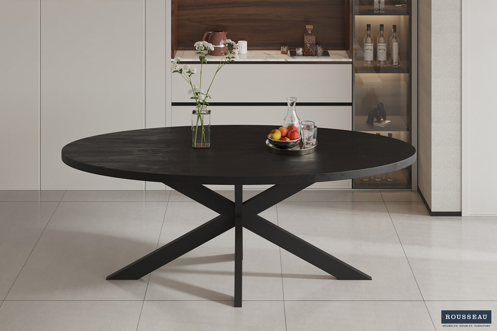 Tafel 'Alexa' 200 cm Ovaal Mango zwart RS