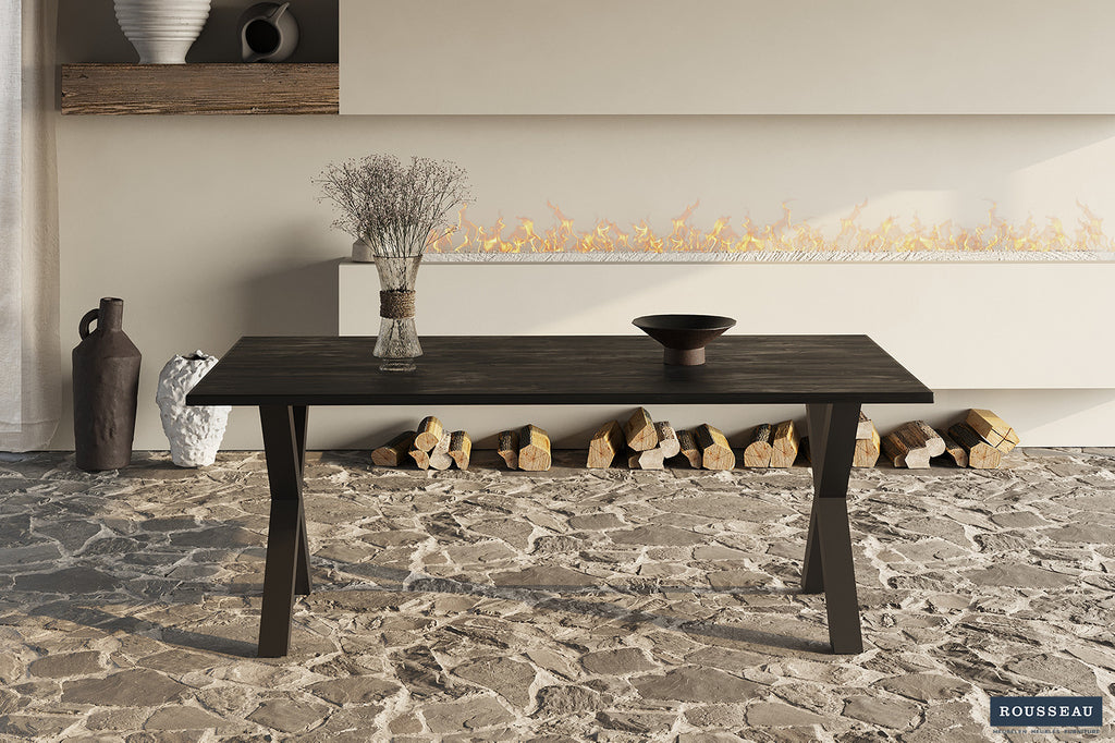 Tafel 'Elena' 200 cm Rechthoekig Mango hout zwart - ROUS
