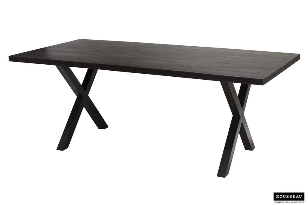 Tafel 'Elena' 200 cm Rechthoekig Mango hout zwart - ROUS