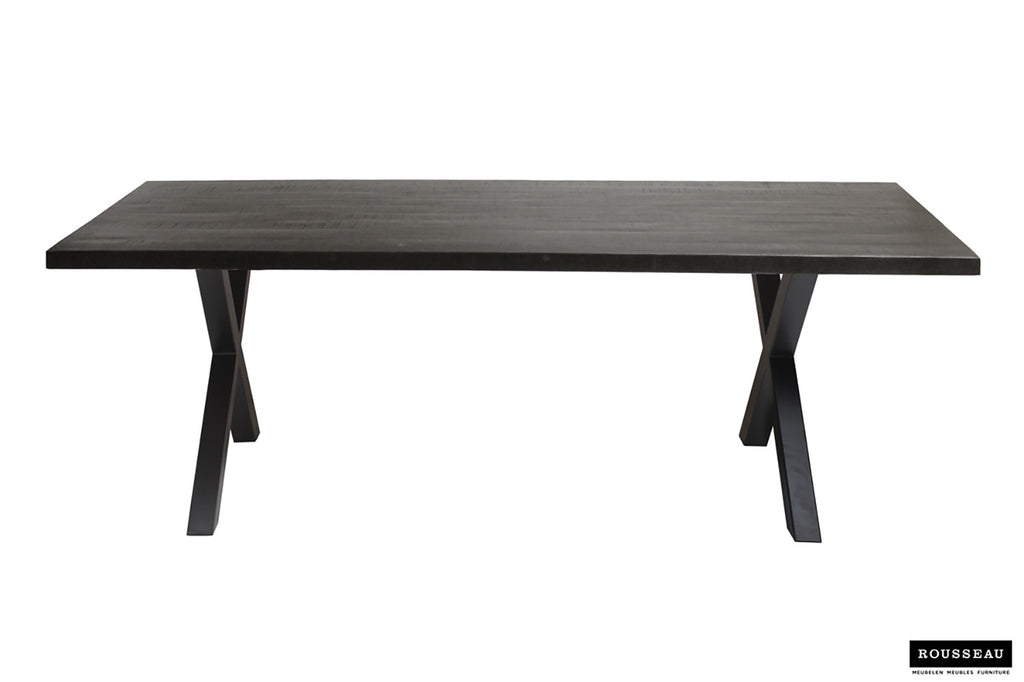 Tafel 'Elena' 200 cm Rechthoekig Mango hout zwart - ROUS