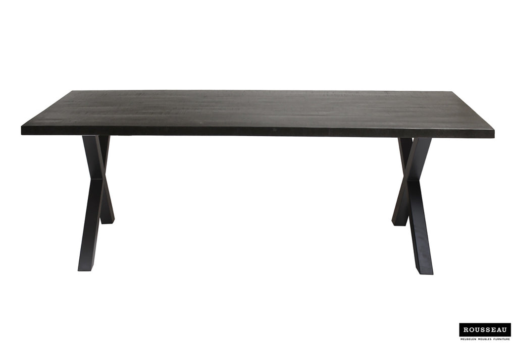 Tafel 'Elena' 200 cm Rechthoekig Mango hout zwart - ROUS