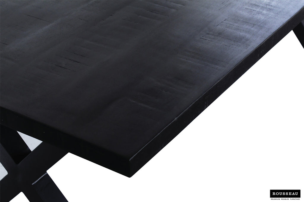 Tafel 'Elena' 200 cm Rechthoekig Mango hout zwart - ROUS