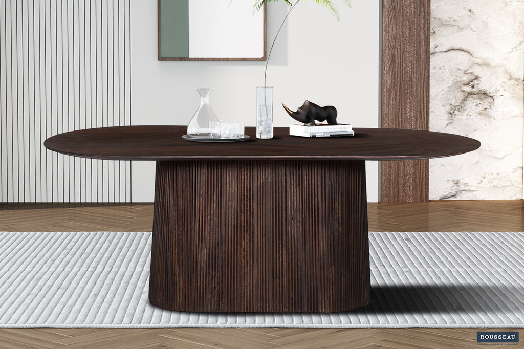 Tafel 'Miguel' 200 ovaal mango hout donkerbruin RS