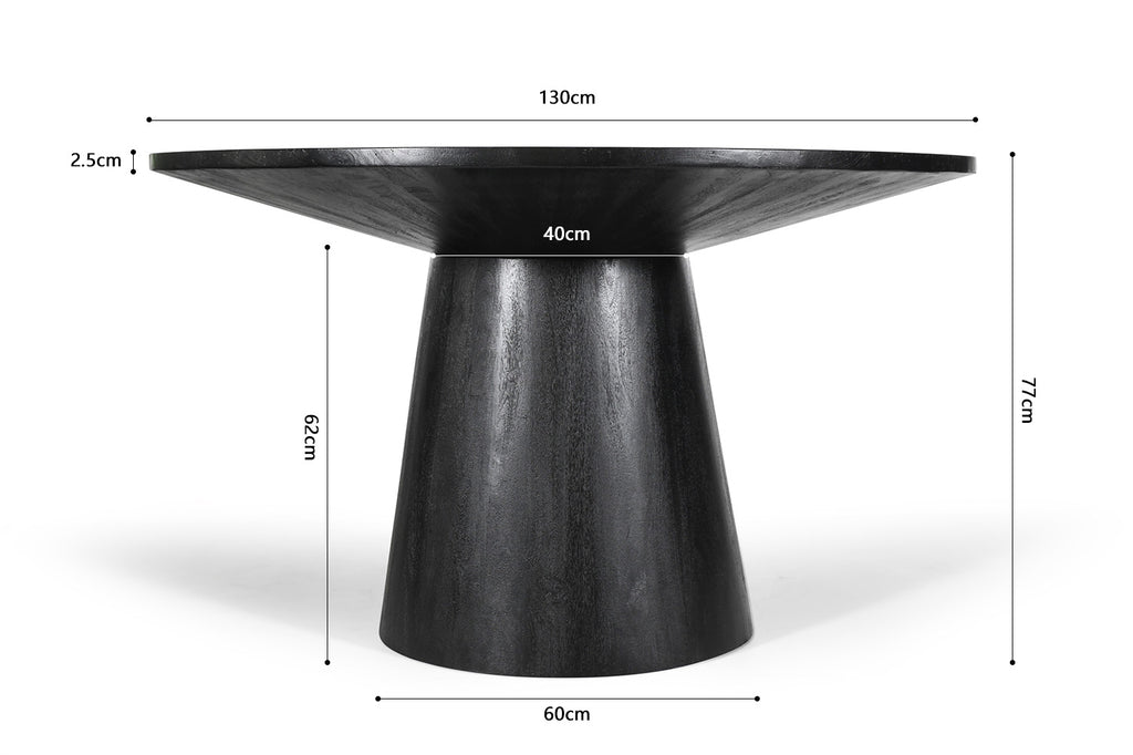 Tafel 'Tommy' 130 rond mango hout zwart RS