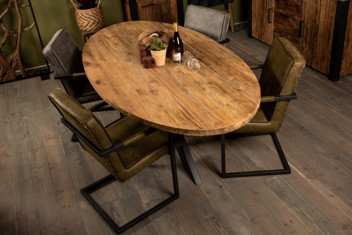 Tafelblad ovaal - 260x120 cm - blank - teak