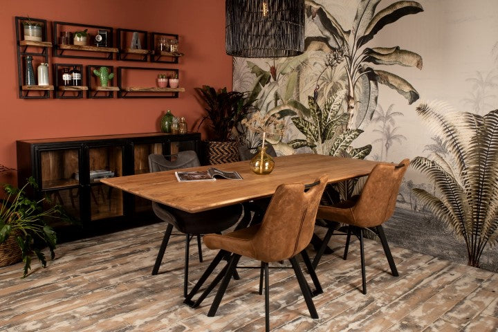 Tafelblad Zurich rechthoekig - 200x100x3,8 - Naturel - Zwitserse rand - Acaciahout - HSM