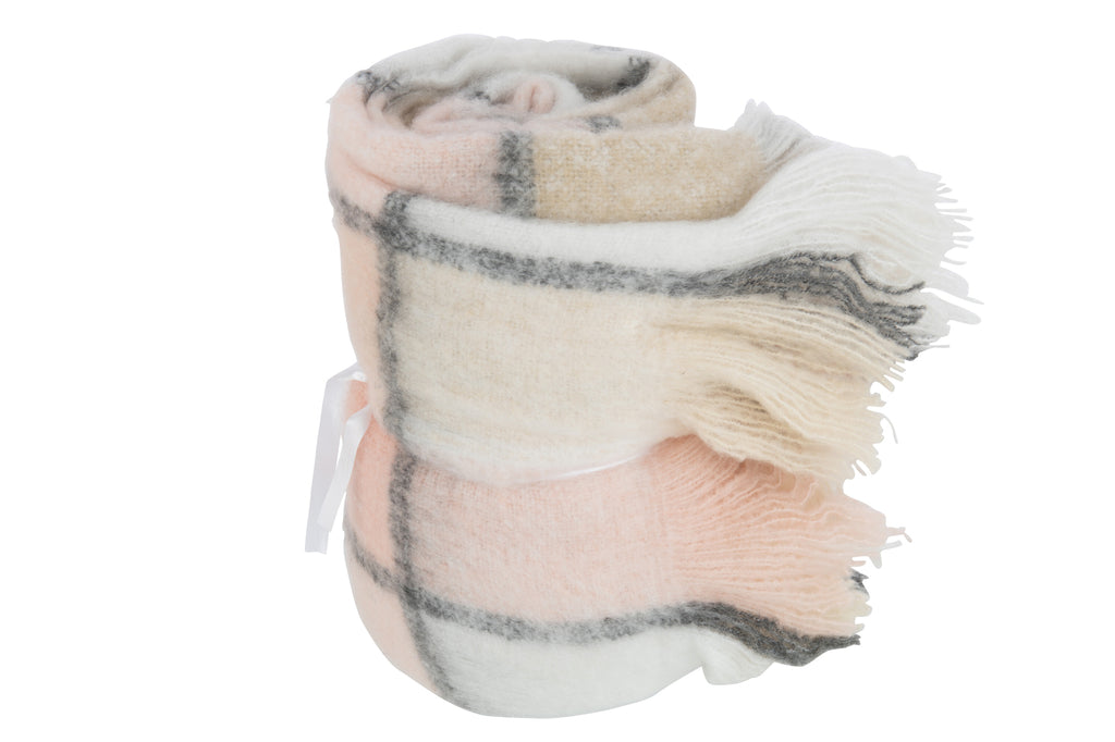 Plaid polyester beige/rose - J-LINE
