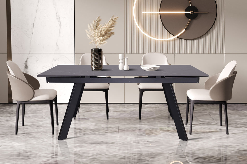 Uitschuifbare tafel 'Hera' 160-240 RH steen zwart RS