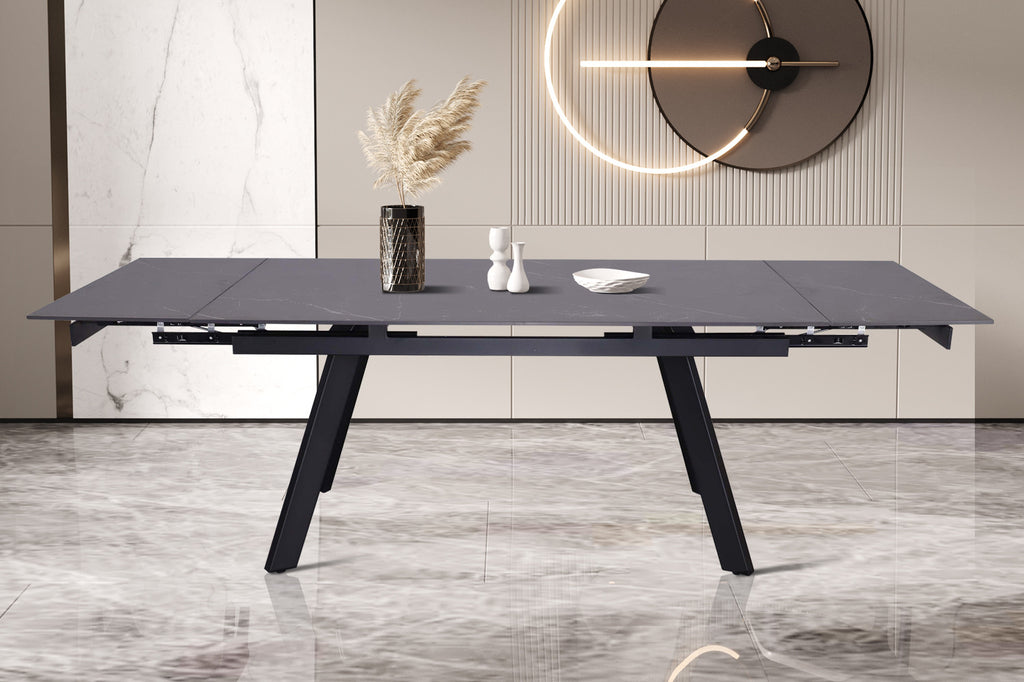 Uitschuifbare tafel 'Hera' 160-240 RH steen zwart RS