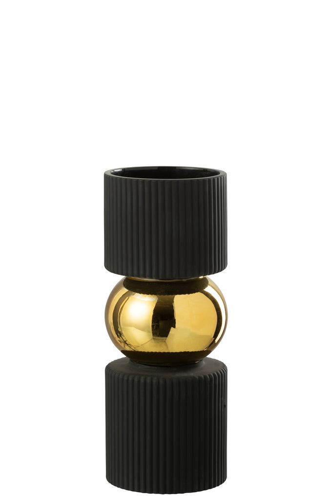 Vase/Bougeoir Noir/Doré S J-LINE