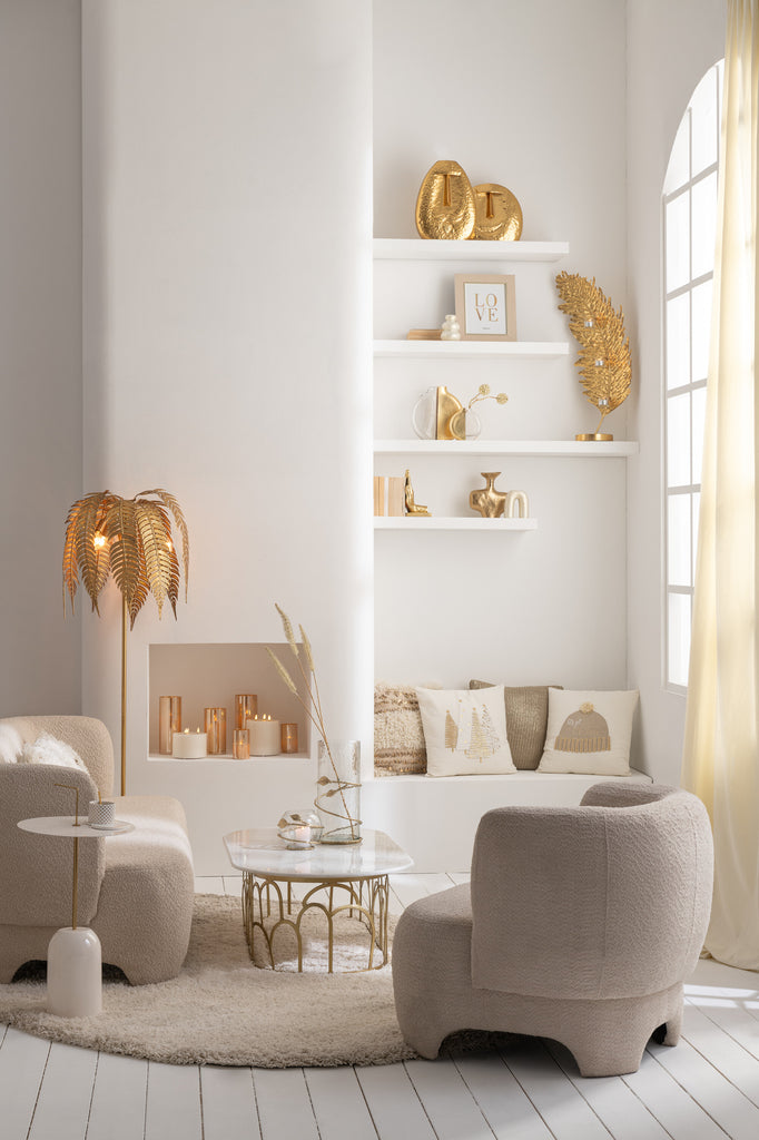 Vase Feuille Long Verre/Fer Transparent/Doré - J-LINE