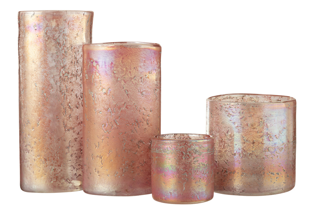 Vase ovale en verre rose mix L J-LINE