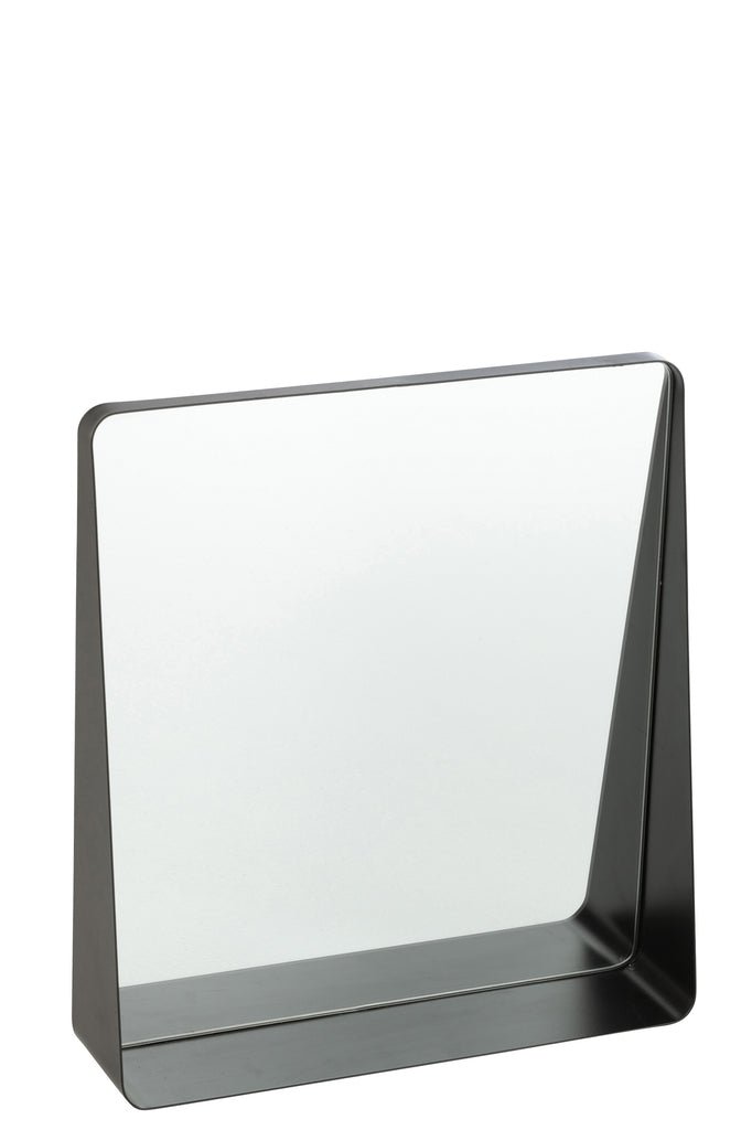 Wandspiegel vierkant metaal/glas zwart - J-LINE