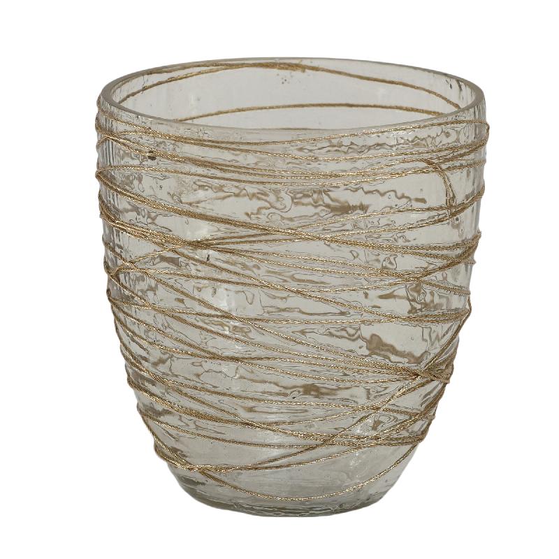 Dayn Gold Glass Tealight Ribbed Round XS