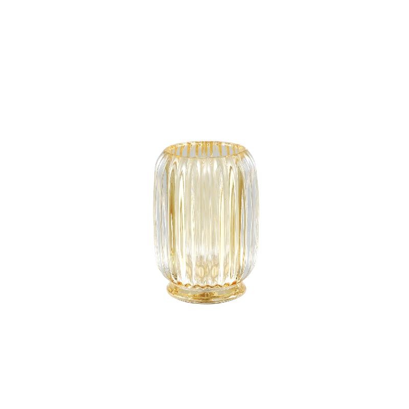 Binx Glass Yellow Tealight Round Ribbed High