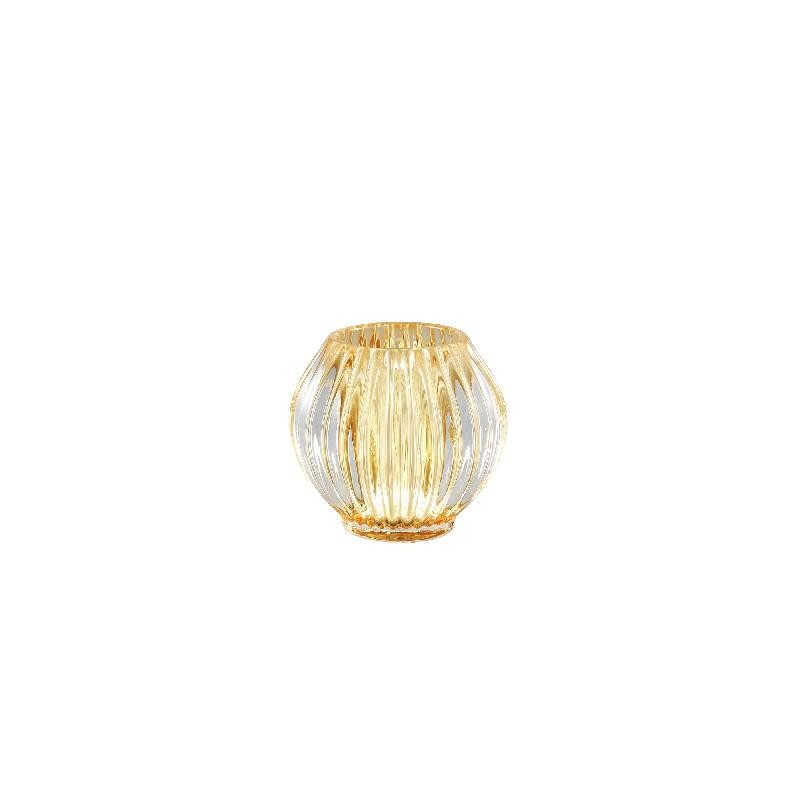 Binx Glass Yellow Tealight Round Ribbed