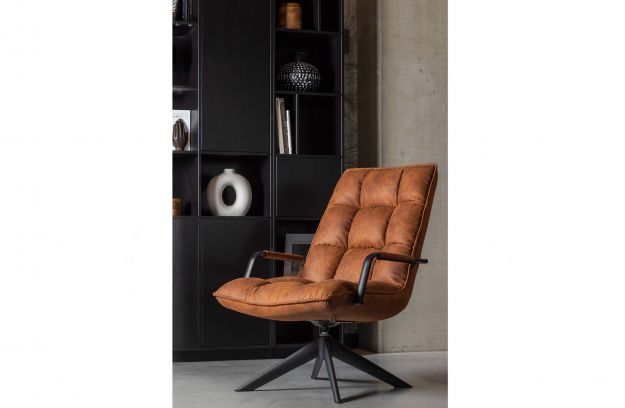 Draaizetel Mitchel met armleuning - cognac