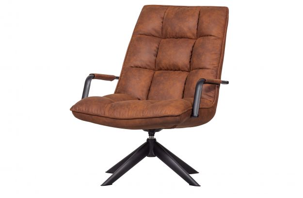 Draaizetel Mitchel met armleuning - cognac