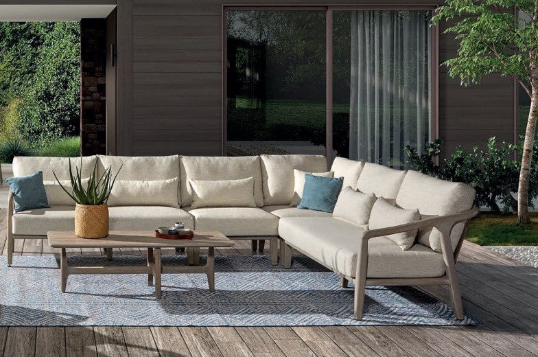 Outdoor lounge set Anais in teak grey - VDC