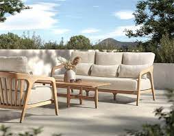 Outdoor loungezetel 3-zit Lisa - teak naturel - sfeerfoto