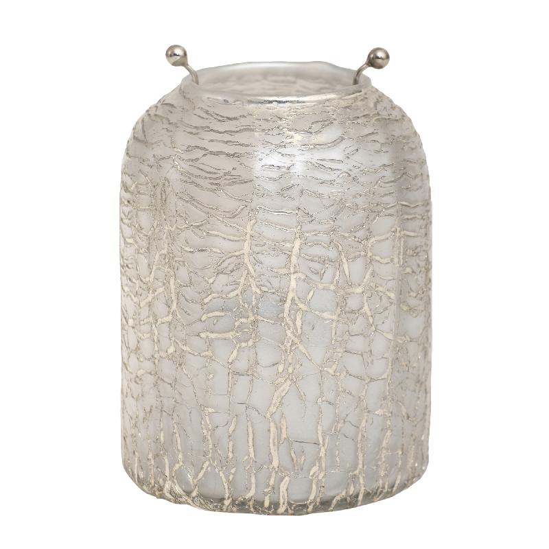 Theelicht Mylie White Glass round crackle L