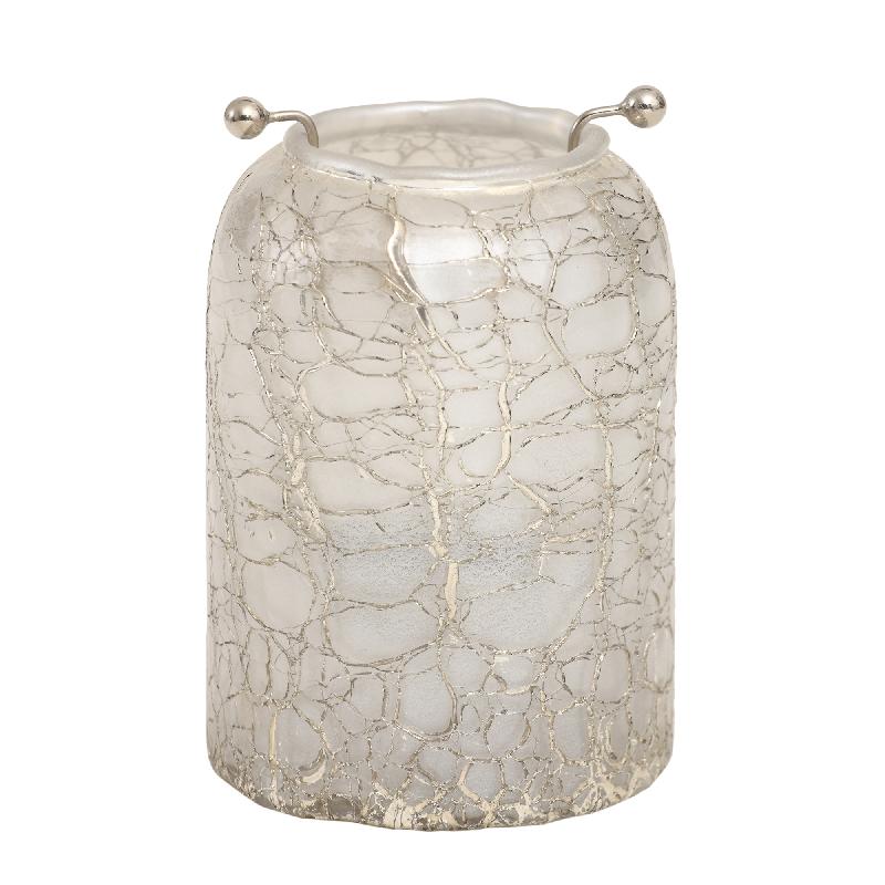 Theelicht Mylie White Glass round crackle S