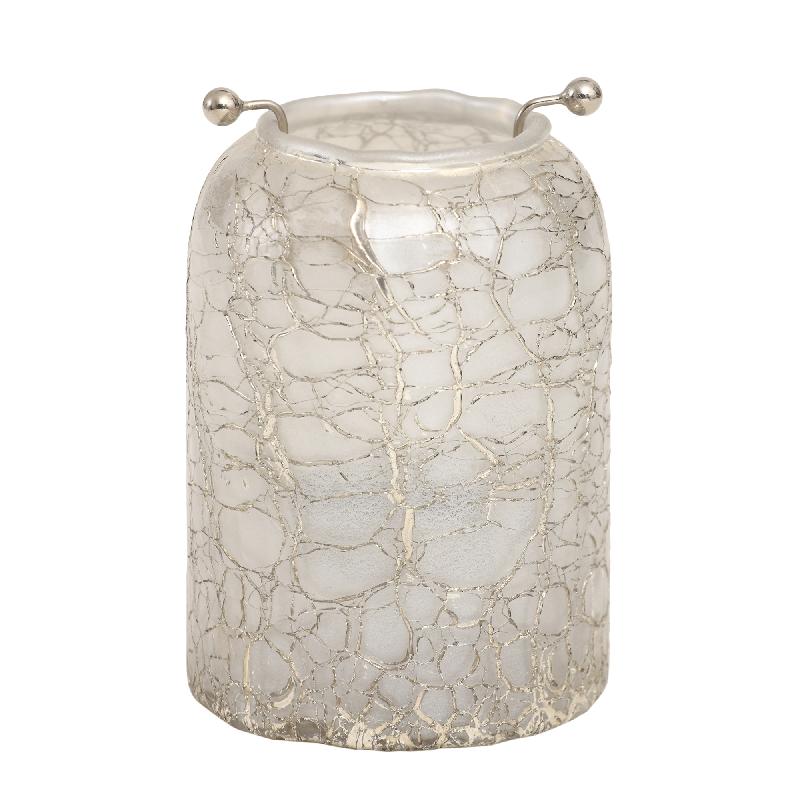 Theelicht Mylie White Glass round crackle S