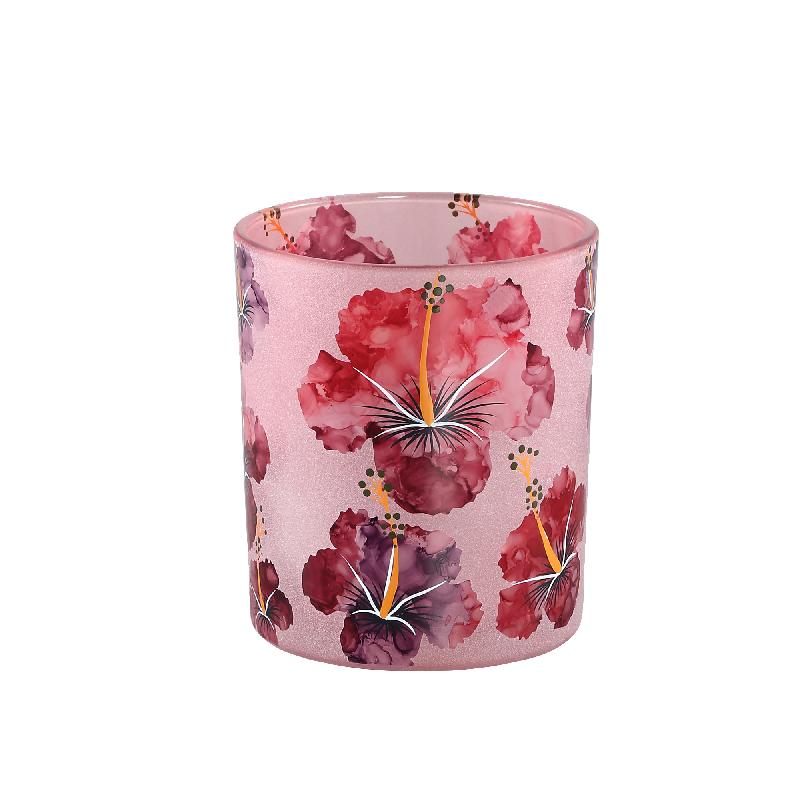 Denise Pink Glass tealight hibiscus flowers M