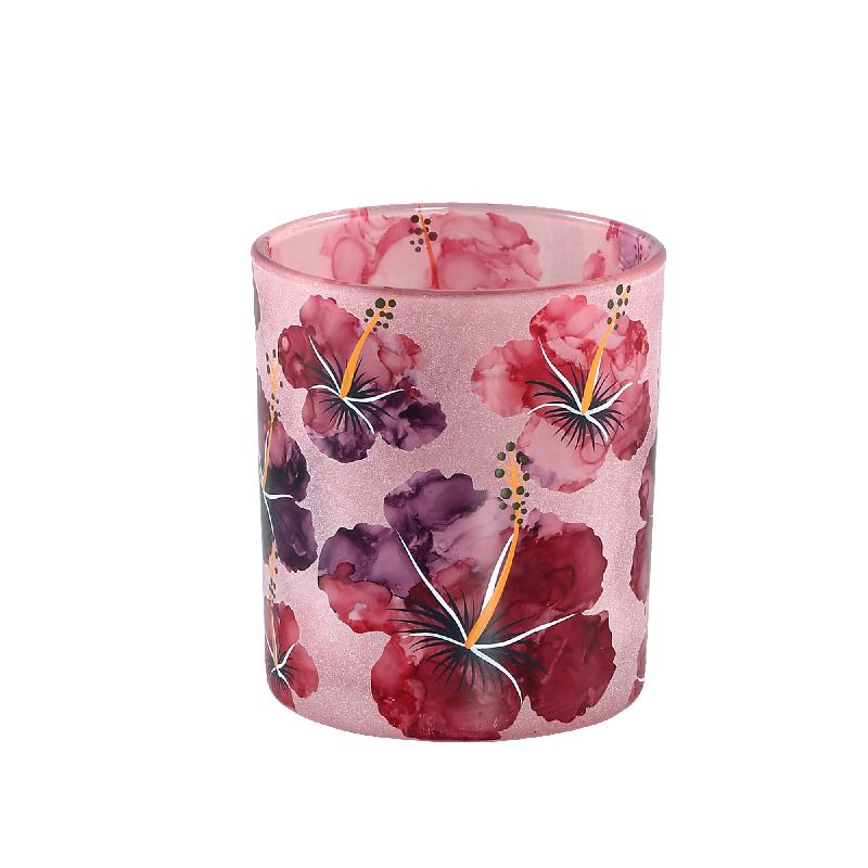 Denise Pink Glass tealight hibiscus flowers S