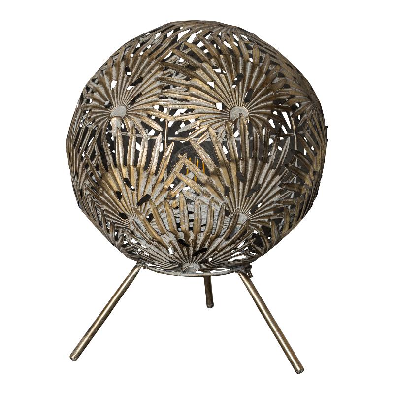 Fallon Gold metal table lamp leaves ball