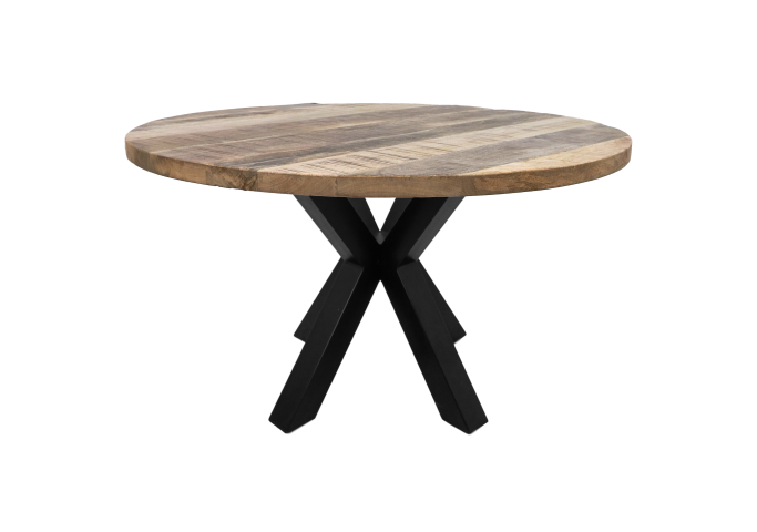 Ronde eettafel massief mangohout/metaal