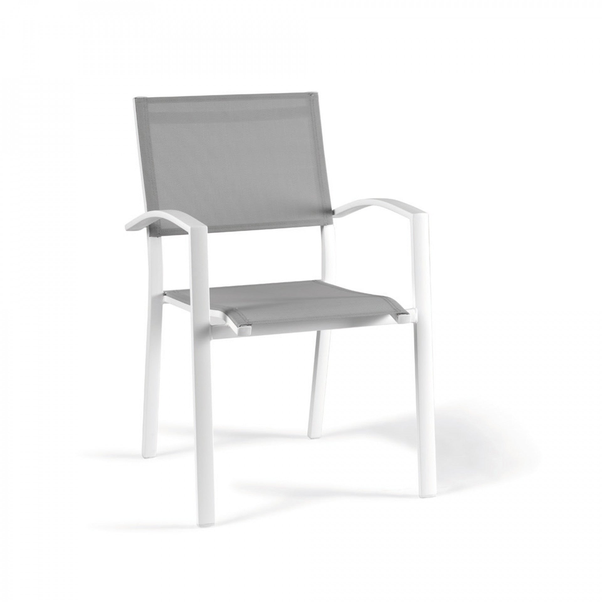 Stapelstoel Ronda aluminium wit / textyleen lichtgrijs