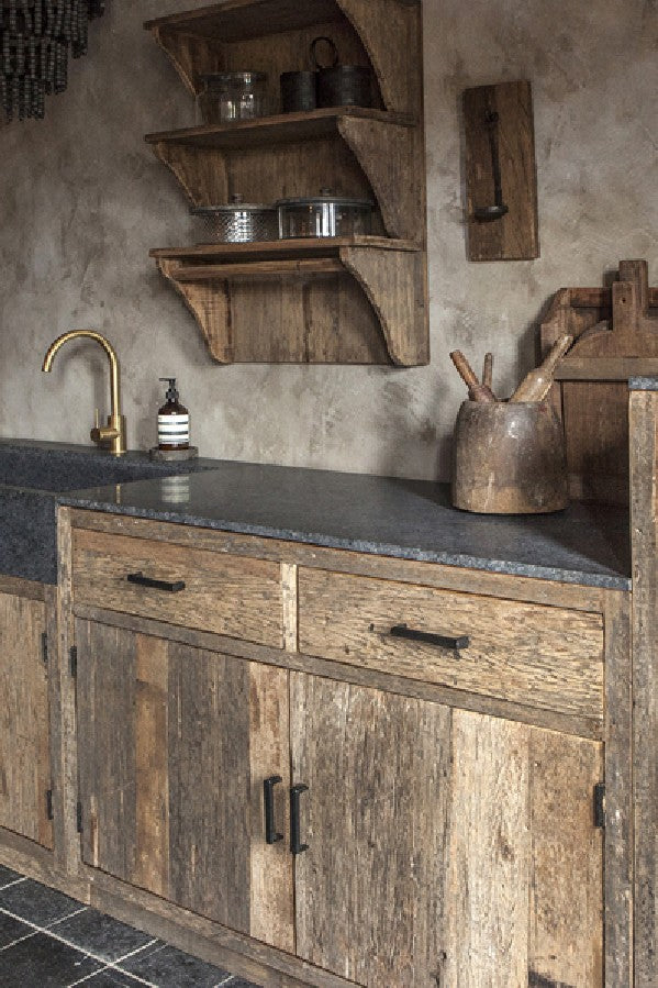 Brede kast met 2 deuren en lades - landelijke keuken - element (nr.05)