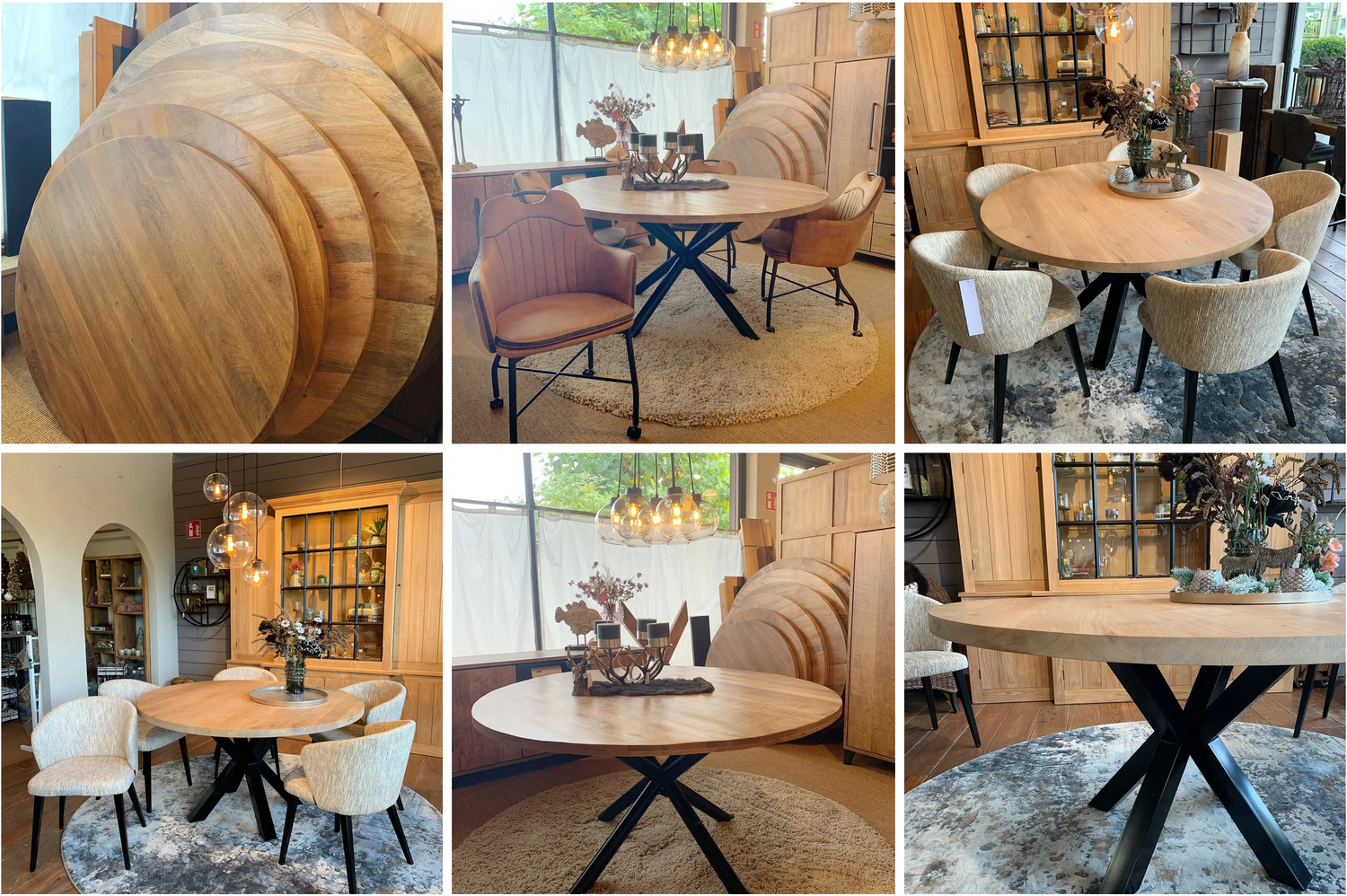 Super promo van de indoor ronde en ovalen tafels in teak, eik en mango hout