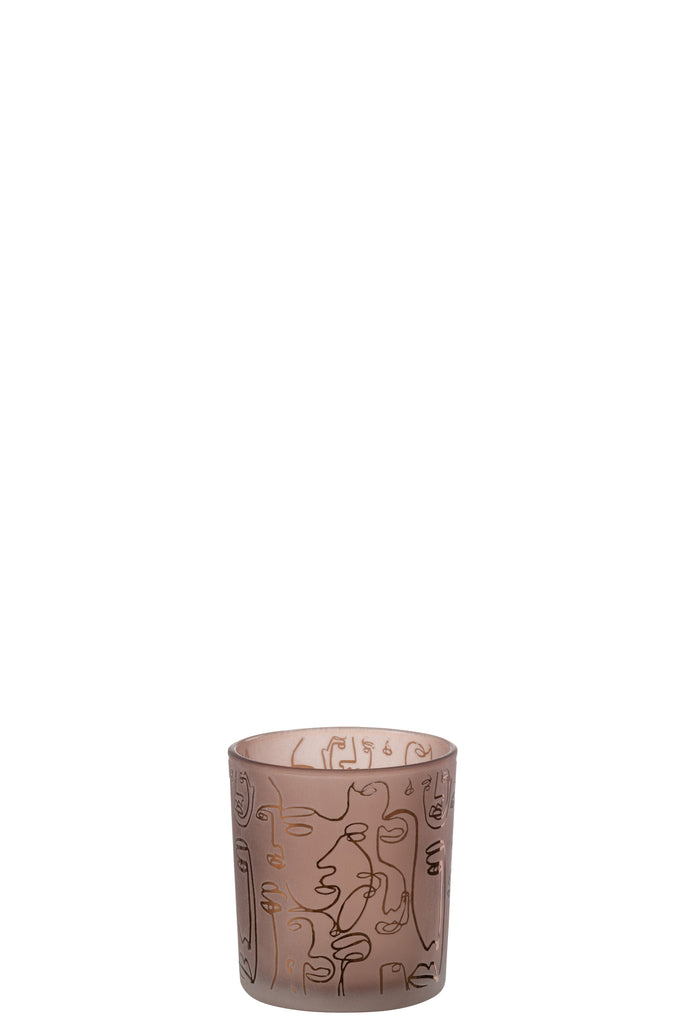 Theelichthouder Happy Glas Terracotta S - J-LINE