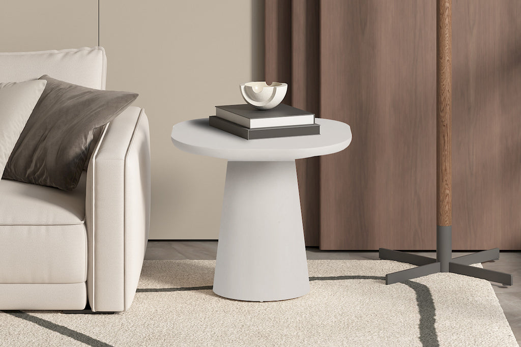 Salontafel 'Tavira' 55 cm Ovaal Cement Wit - RS