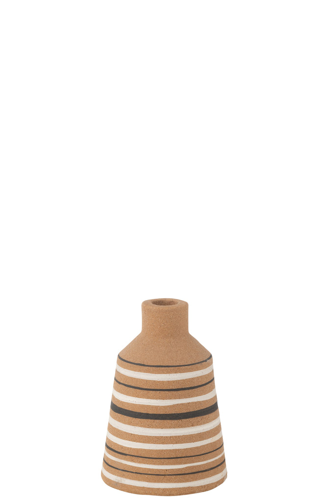 Vase Tukano Stripes Terra Marron/Noir/Blanc Petit Modèle - J-LINE