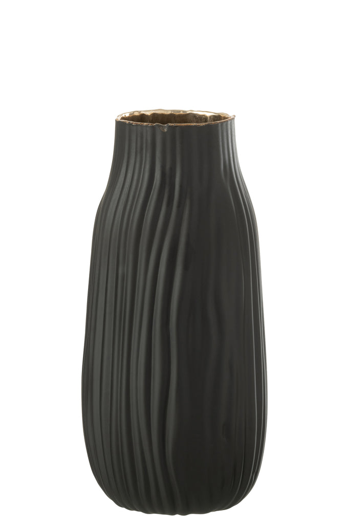 Vaas Inkepingen Glas Zwart/Goud M - J-LINE