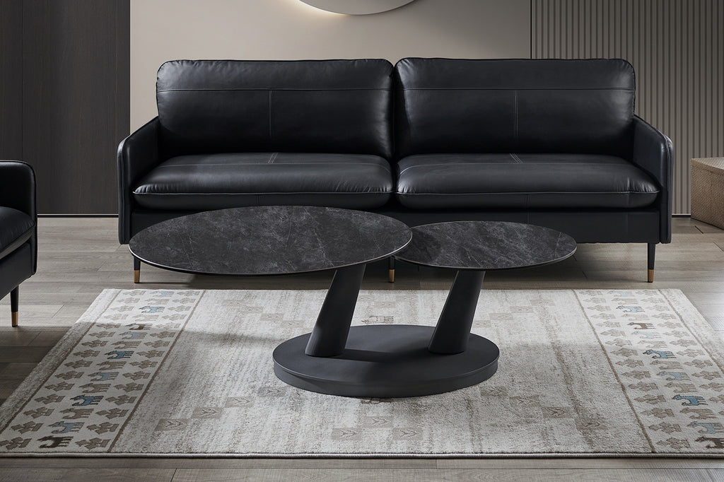 Salontafel 'Sapporo' Rond Draaibaar Steen Donkergrijs - RS