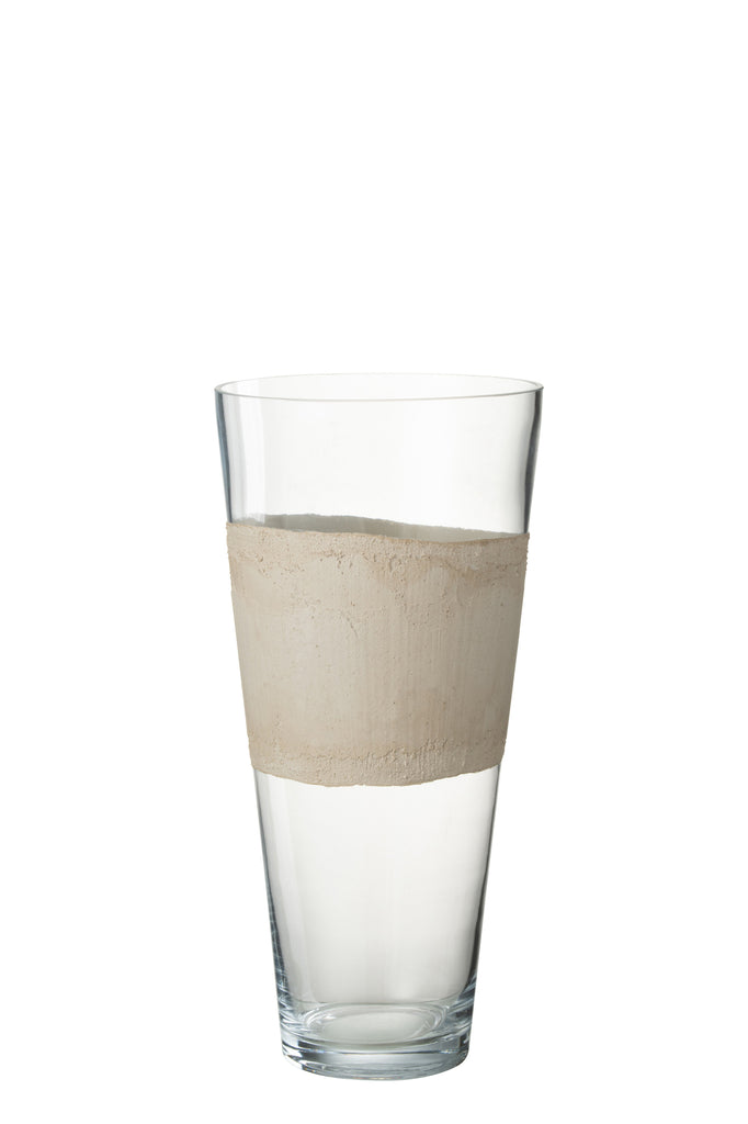 Vase Delph en verre transparent/beige M - J-LINE