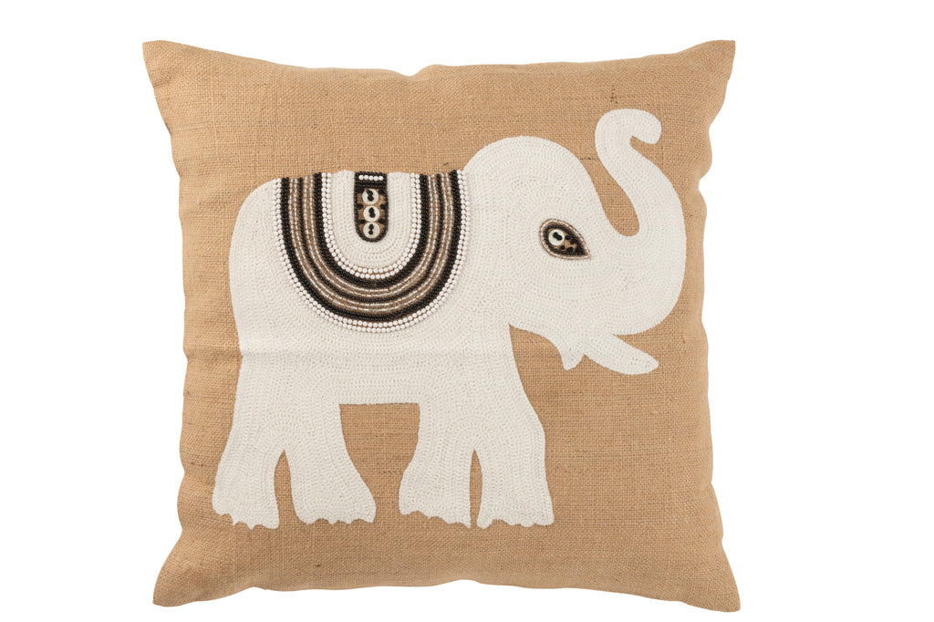 Kussen Olifant Textiel Naturel/Wit L - J-LINE
