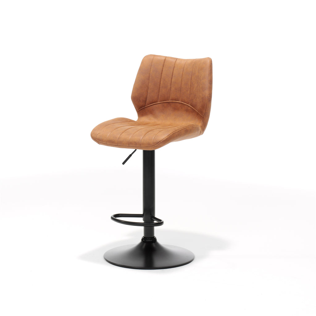 Barkruk Bobby zwart - Stof Soft Cognac - RVD